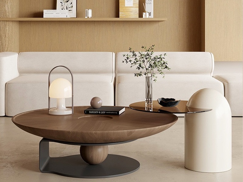 bàn trà sofa gỗ kết hợp kim loại.