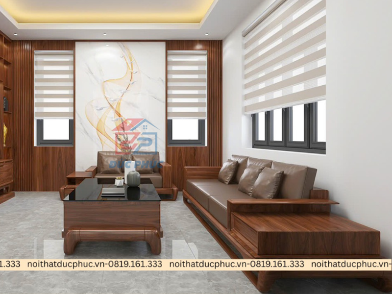 Bàn trà gỗ với mặt kính