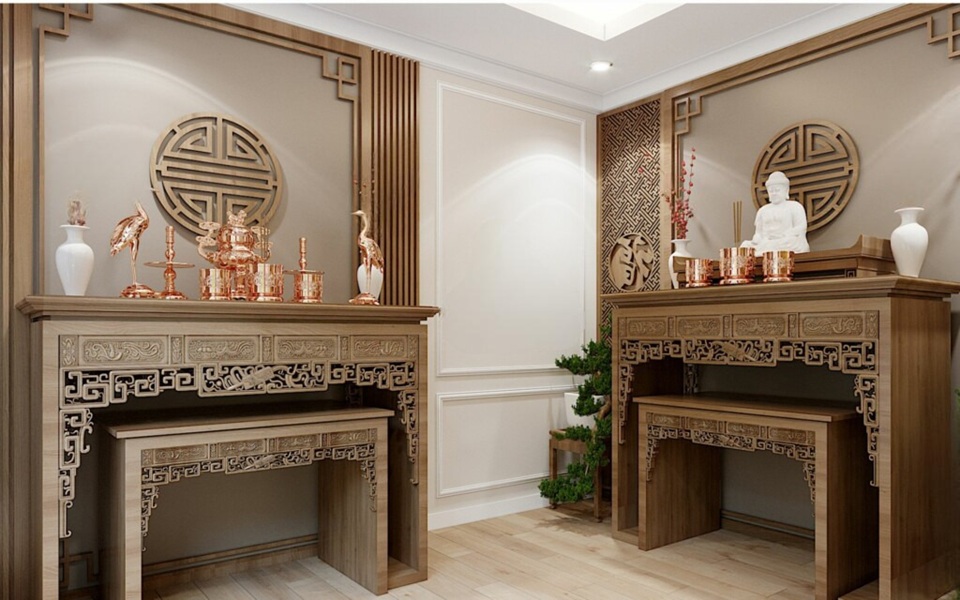 Bàn thờ gia tiên và Đức Phật
