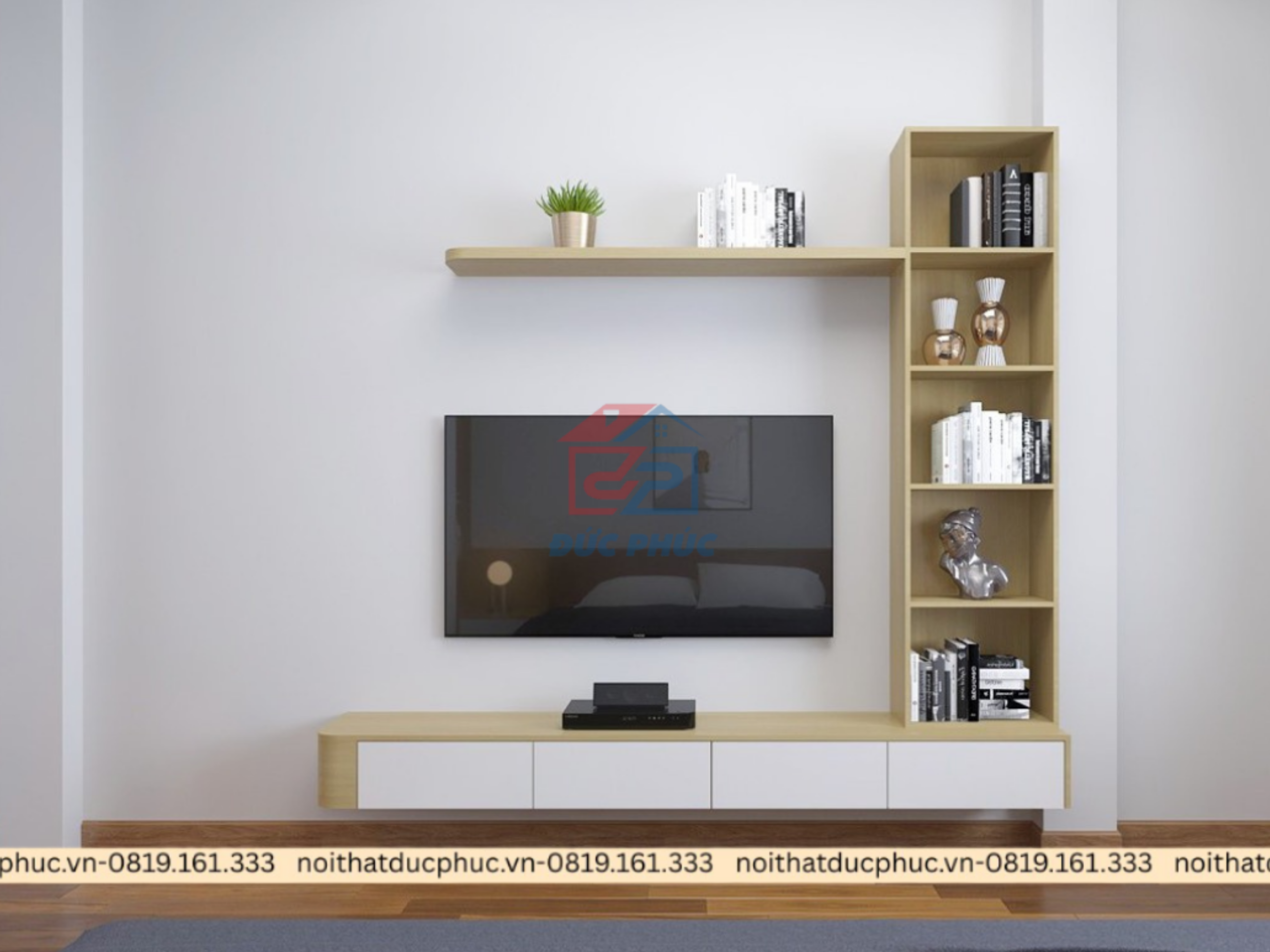 Mẫu tủ gỗ trang trí phòng khách đẹp